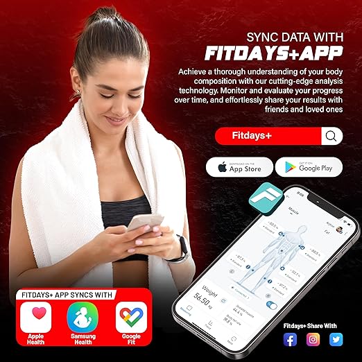 Smart Digital Bathroom Body Scale | Large Display Accurate Result | 22 Metrics Including Cardiac Index Heart Rate Body Fat Lean Body Mass | Tempered Glass App Support Bluetooth