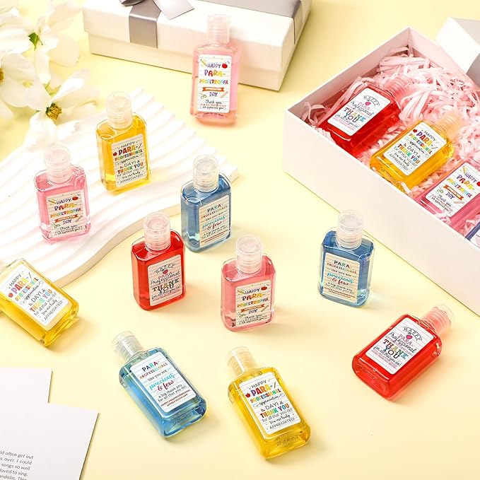 24 Pcs Paraprofessional Day Gifts Mini Hand Sanitizer Bulk Favors 1fl oz Travel Size for Party Supplies Dentist Doctor Nurse Teacher Coworker
