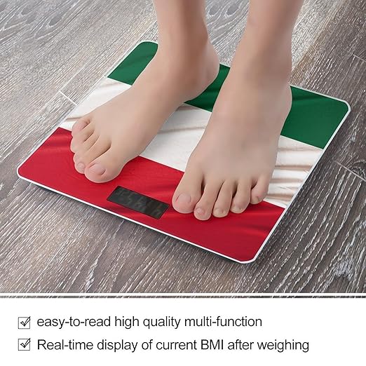 Italy Flag Digital Bathroom Scale for Body Weight Weighing Scale with Backlit LCD Display High Precision Measurements &amp Measures Weight Up to 180kg