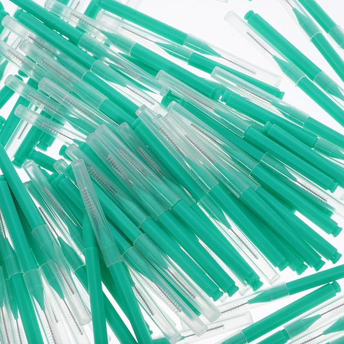 CLISPEED 100pcs Green Interdental Brushes Toothpick Teeth Cleaner Tool Oral Floss Brush for Braces and Gum Care Dental Cleaner Portable Oral Cleaning