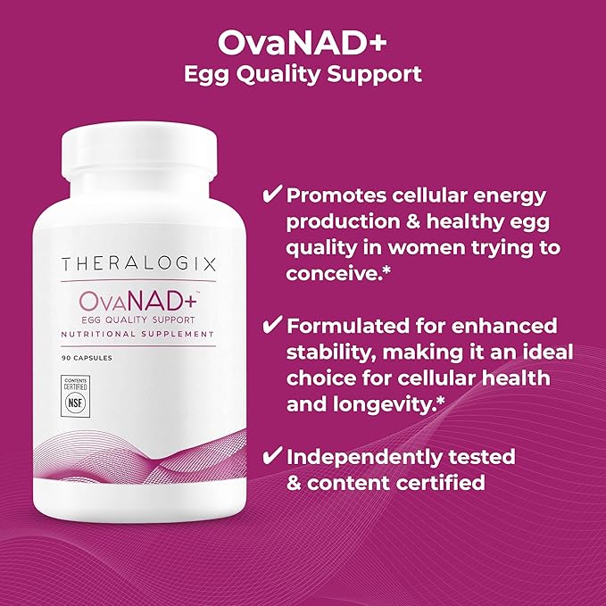 Theralogix OvaNAD+ Egg Quality Support Nicotinamide Riboside (NR) &amp Pterostilbene Supplement Supports Cellular Energy Ovarian Function &amp Reproductive Health 90-Day Supply 90 Count