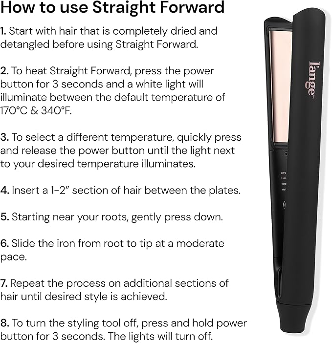L'ANGE HAIR Straight Forward Titanium Flat Iron – 1” Floating Plates | Dual Voltage | 360° Swivel Cord | Auto Shut-Off | Safety Cool Tips | Ideal for Straightening Curling and Waving (Black)
