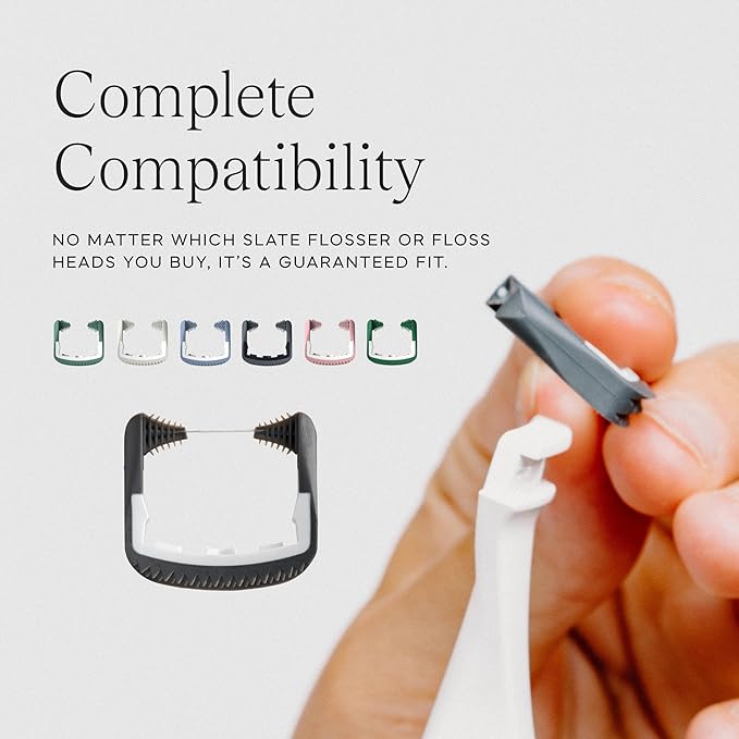 Slate Flosser Refills - Reusable Woven Floss PFAS-Free Non-Toxic Dental Floss | Fits Slate Electric Flosser w/Tongue Scraper &amp Gum Sweeps | 20-Pk Mint Nano-Hydroxyapatite (nHa) Floss Heads