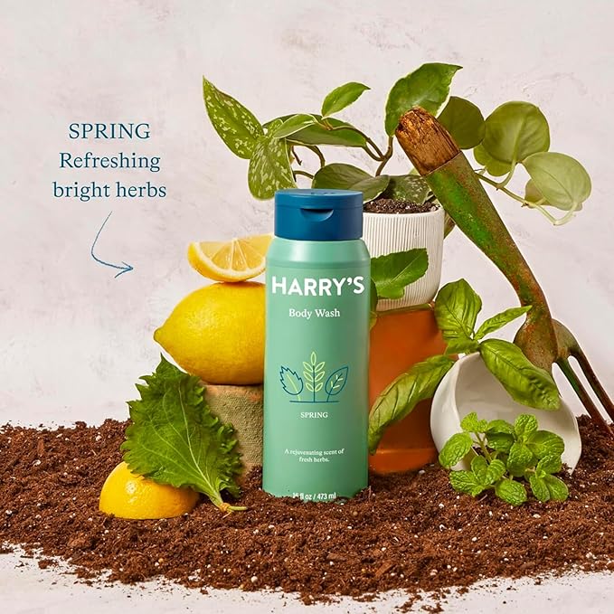 Harry's Men's Body Wash 18 Fl oz (Pack of 4) | Men's Body Wash and Shower Gel Variety Pack - Stone Redwood Fig &amp Spring Scent | Sulfate-Free for Men