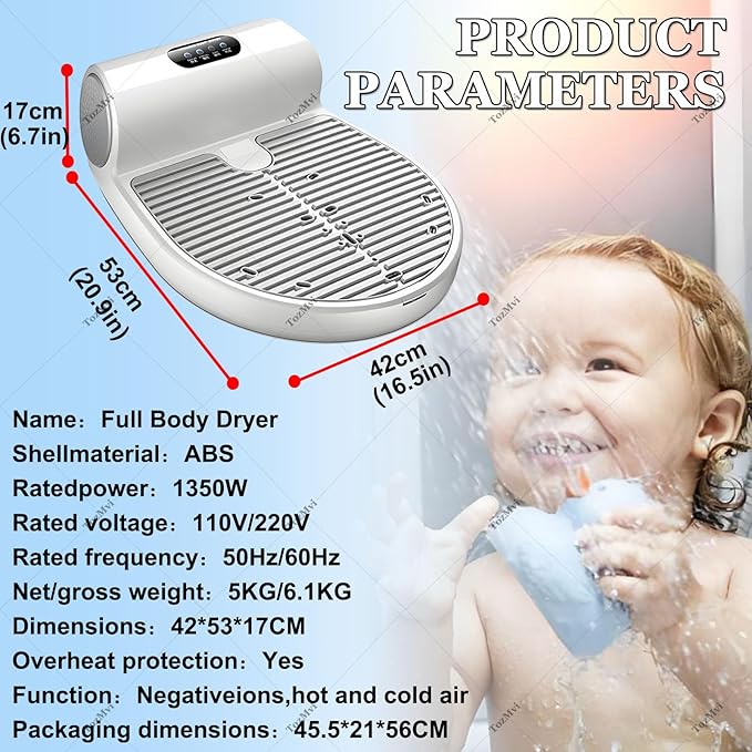 1350W Body Hair Dryer with Sensor &amp Weight Scale Electric Full Body Dryer for Spa-Like Experience LED Control Panel for Ultimate Comfort &amp Care