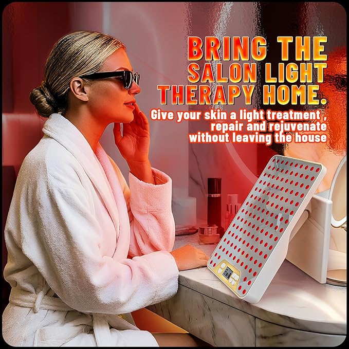 Red Light Therapy DevicePortable LED Red Infrared Light Device with 630nm 660nm &amp 850nm Combination Light for Face and Body 9 Adjustable Timer Settings Adjustable Angle Includes GogglesWhite
