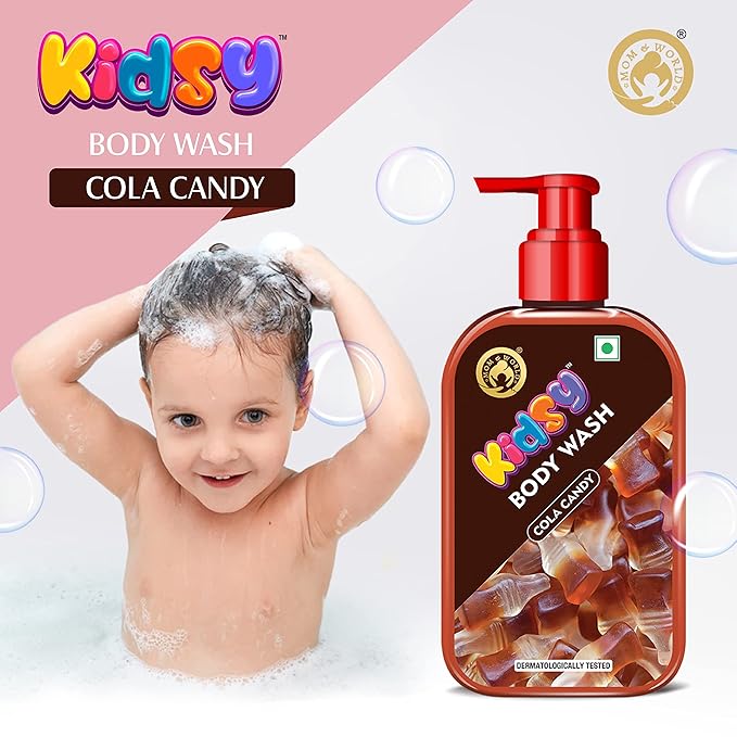 Mom &amp World Kidsy Cola Candy Body Wash No Tears No SLS For Kids Dermatologically Tested pH Balanced 240 ml
