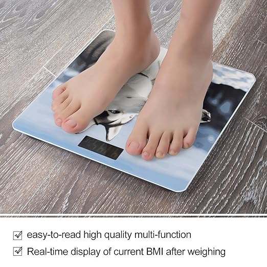 Digital Bathroom Scale for Body Weight Scale with Bright LCD Display High Accuracy Step-On Technology Auto On/Off Husky Dogs Digital Scales 400 Lbs /180kg