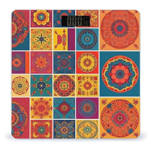 Smart Scale for Body Weight Digital Bathroom Weighing Scale Energy Saving Scale Vintage Oriental Mandala