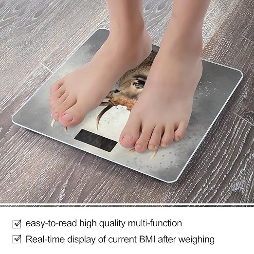 Animal Deer Digital Bathroom Scale for Body Weight Weighing Scale with Backlit LCD Display High Precision Measurements &amp Measures Weight Up to 180kg
