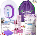 FIVONA Yoni Care Kit 6 in 1 - pH Balanced Natural Yoni Oil Herbal Soap Bar for Feminine Wash Detox V Steam Herbs Blue Moon Foldable Sitz Bath Steam Pot Hand Flusher and Drawstring Storage Bag