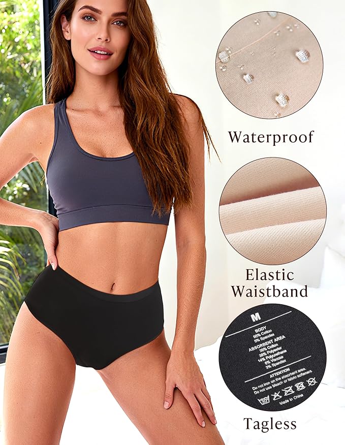 AIRCUTE Washable Adult Urine Incontinence Underwear for Women Leak Proof Absorbent Bladder Protective Panties(Small 3 Pack)