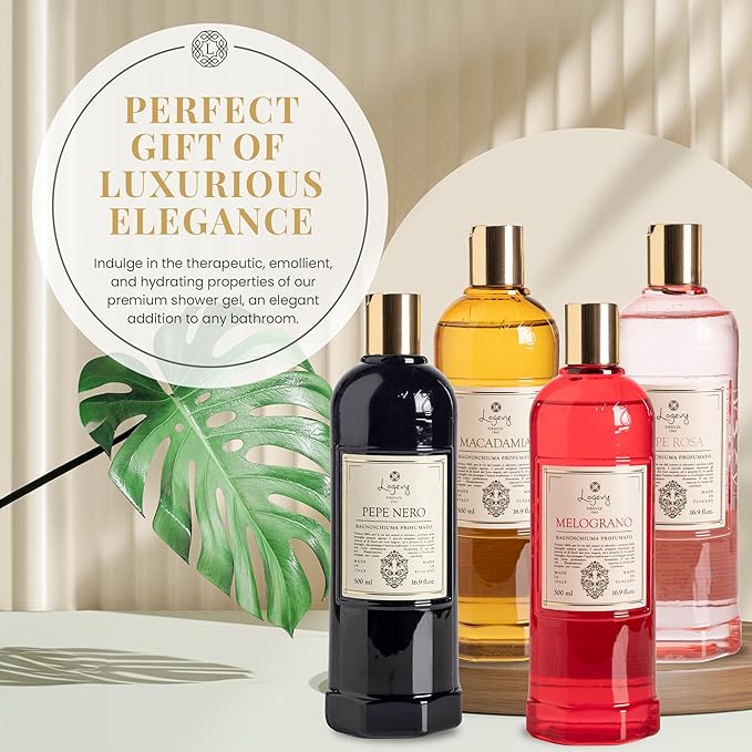 Logevy Macadamia Shower Gel – Indulgent Aroma Made from the Best Skin-Friendly Ingredients Rich in Nutritional Properties for Rejuvenating Hydrating and Soothing Action – 500ml