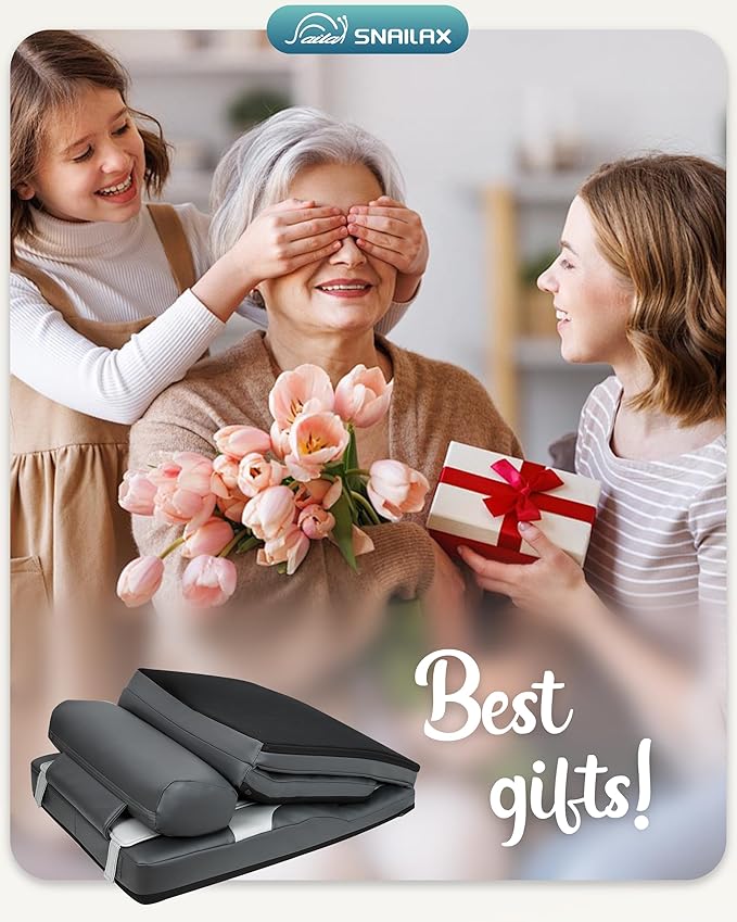 Snailax Shiatsu Back Massage Mat with Heat Vibration Full Body Massage Mat for Sofa ReclinerBed Deep Kneading Back Massage Pad with Foldable &amp Flexible Pillow Mother's Day Gifts for Women Wif