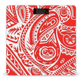 White and Red Tribal Pattern Scale for Body Weight Anti-Slip Digital Bathroom Scale Sturdy Toughened Glass Weighing Scales High Precision Safe Rounded Corners Smart Scales