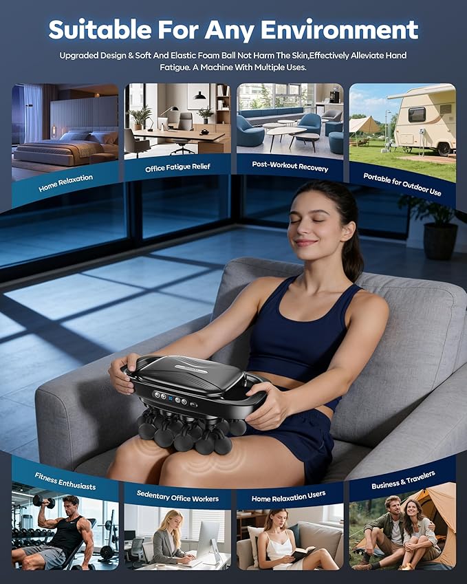 20-Head Massage Gun Set 3200mAh Electric Deep Tissue Percussion Massager with 3 Modes &amp 30 Intensities Quiet Muscle Massage Gun for Back Shoulders Legs Foot Body Muscle Pain Relief（Matte Bla