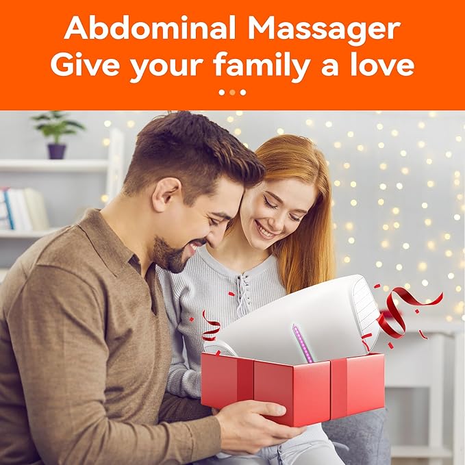 Double Disc Abdominal Massager with Heat Stomach Massager for Digestion Belly Cellulite Massage for Flattening Belly Relieves Discomfort Caused by Bloating ConstipationStomach Pain (White)