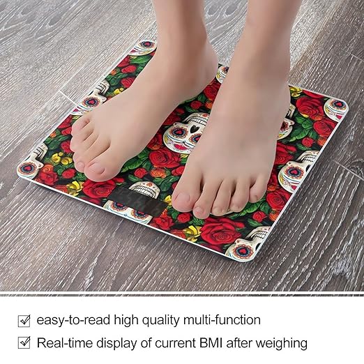 Automatic Switch Digital Bathroom Weighing Scale Smart Scale for Body Weight Mexican Day Dead Rose Sugar Skulls