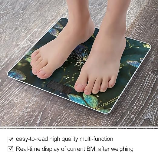 Dragonfly Scale for Body Weight High Precision Digital Weight Scales with LCD Display Anti-Slip Sturdy Slim Tempered Glass Bathroom Scale for Home Use