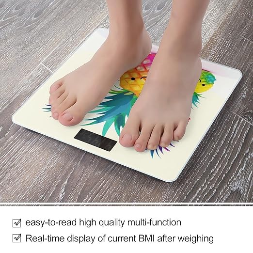 Rainbow Pineapple Cartoon Weight Scale Digital Electronic Scales Bathroom Scale Larg LCD Backlight Display High Precisio MeasurementsTempered Glass