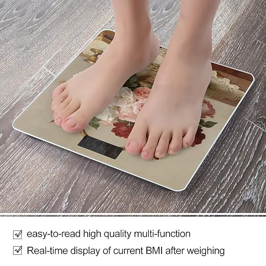 Fleurs De Mai Smart Scale for Body Weight Digital Bathroom Scale Toughened Glass Weight Scale with Large LCD Backlight Display High Precision Scales Weighing Machine