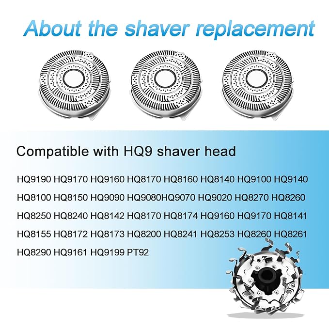 Rotating electric shaver blade razor replacement blade HQ9 replacement blade series replacement blade head HQ9070 HQ9080 HQ8240/8260 PT920 8140XL 8170XLHQ9 replacement replacement 3 blades