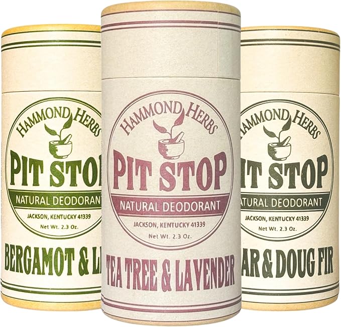 PIT STOP Deodorant - Aluminum-Free Plastic-Free All-Natural Odor Control 3 Pack