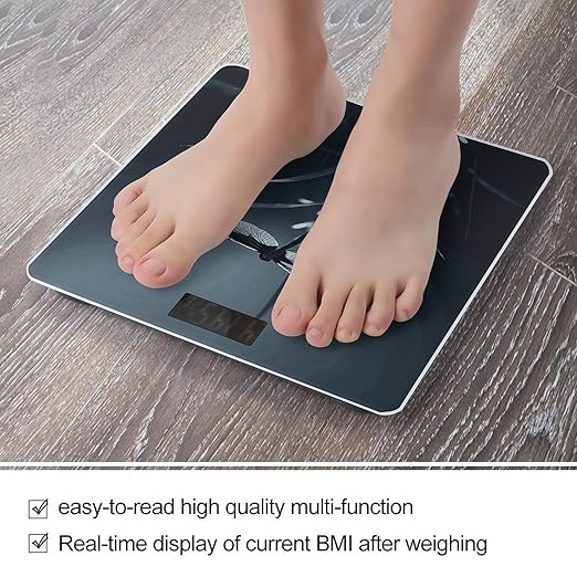 Dragonfly Silhouette Bathroom Scale for Body Weight Bathroom Weighing Scale with Backlit LCD Display Highly Accurate Measures Weight Up to 180kg