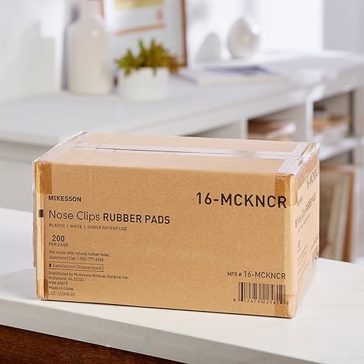 McKesson Nose Clips - Disposable Plastic and Rubber White for Spirometry Testing - Comfortable Fit for All Sizes 200 Count 1 Pack