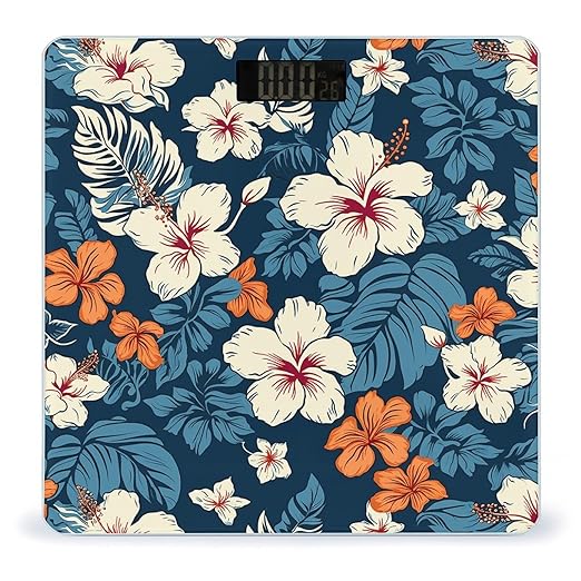 Hawaii Flower Bathroom Scale Ultra-Bright Liquid Crystal Screen Weight Scale Accurate Bathroom Body Scales for Body Weight Bathroom Pet Home Bedroom Gift-Giving