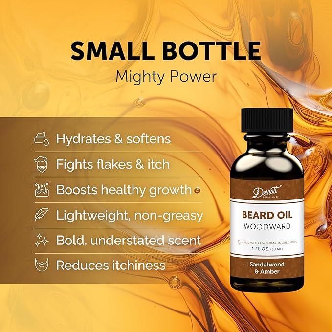 Detroit Grooming Beard Oil | Hydrating &amp Nourishing Formula • Woodward Scent (1 oz)