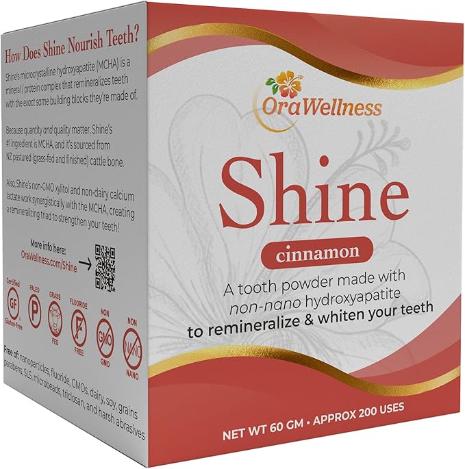 OraWellness Shine Remineralizing Natural Teeth Whitening Powder in Cinnamon + Pack of 3 Healthy Mouth Blend Organic Toothpaste &amp Mouthwash Alternative Tooth Oil