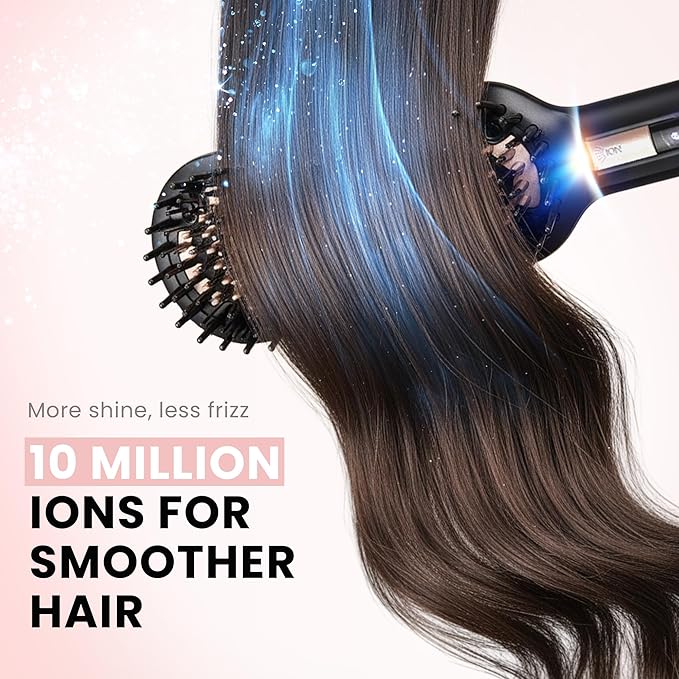 ELLA BELLA® Hair Straightening Brush • Heated Straightener Brush Comb • Straightens in 1 Pass • Ionic Technology for Healthier Hair • Suitable for All Types