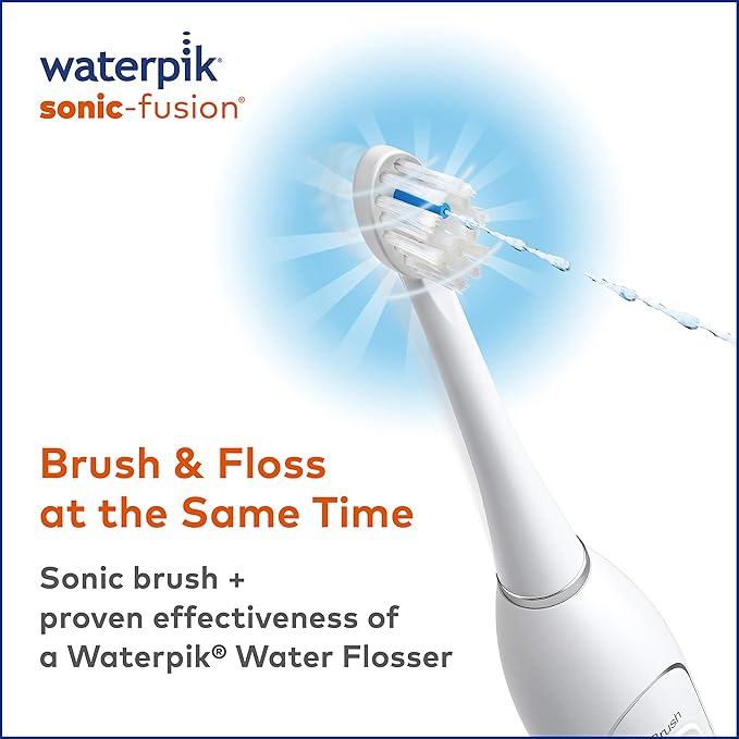 Waterpik Sonic-Fusion Professional Flossing Electric Toothbrush &amp Water Flosser Combo in One SF-02 White