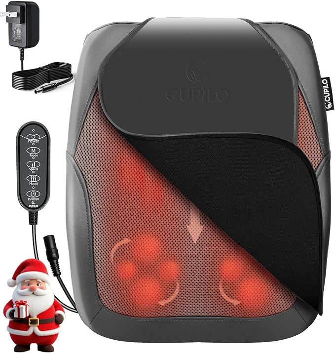 FSA Eligible HSA Back Massager for Deep Tissue Pain Relief 4D Shiatsu Lower Back Massager with Heat Deep Kneading &amp Up-and-Down Rolling Birthday Gifts for Women and Men