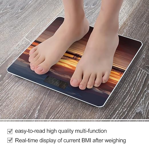 Newark Bay Bridge and Sunset Bathroom ScaleHighly Accurate Digital Weighing Machine for People Bright LED Display Weight Scale for The Aldult Home Use