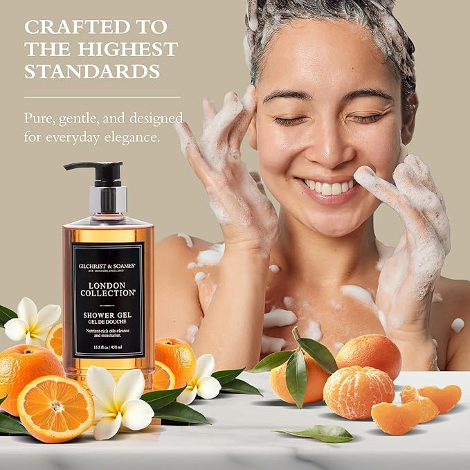 Gilchrist &amp Soames London Shower Gel &amp Body Wash – Hydrating Cleanser with Red Tea Soy &amp Grape Seed Oil – Sulfate Paraben &amp Cruelty Free Cleanse with Crisp Clean Scent 15.5 oz.