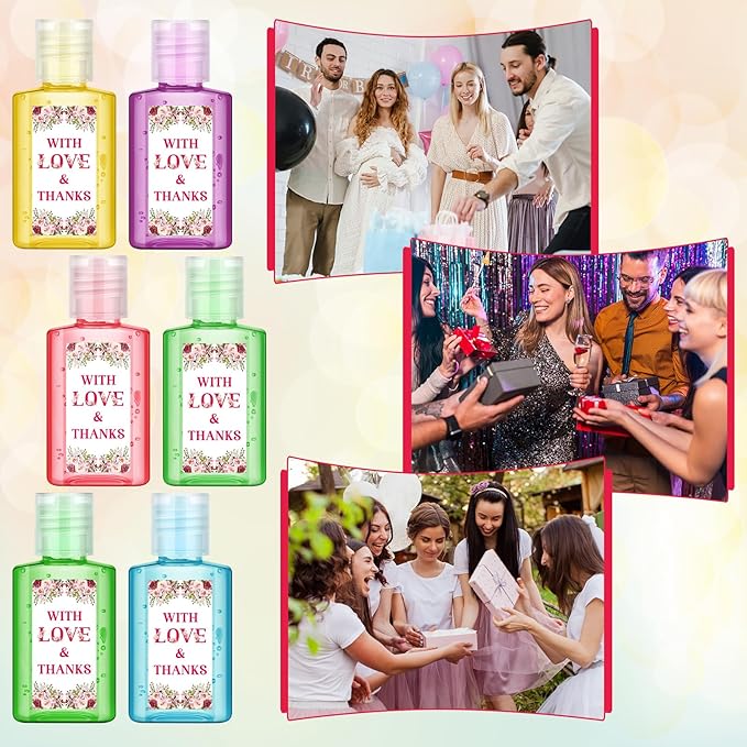Gejoy 48 Pack Wedding Mini Hand Sanitizer Bulk Bridal Shower Hand Sanitizer for Guests Personalized Travel Size Thank You Gifts for Wedding Bridal Baby Shower Party Favors