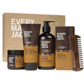 Every Man Jack Beard Essentials Gift Set for Men – Complete Routine with 5 Full-Size Essentials – Sandalwood Scent - Beard &amp Face Wash Lotion Oil Butter &amp Comb