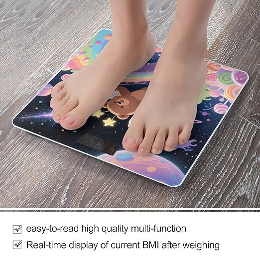 Winged Bear Weight Scale Cute Bathroom Scale for Body Highly Accurate Digital Weighing Machine for People Compact LCD Display Scales with Sturdy Toughened Glass Scales