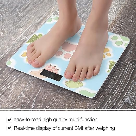 Animal Paw Prints Cute Colorful Smart Scale for Body Weight Digital Bathroom Scale Toughened Glass Weight Scale with Large LCD Backlight Display High Precision Scales Weighing Machine