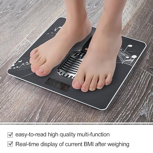 Digital Bathroom Scale for Body Weight Scale with Bright LCD Display High Accuracy Step-On Technology Auto On/Off Microphone with Music Notes Digital Scales 400 Lbs /180kg