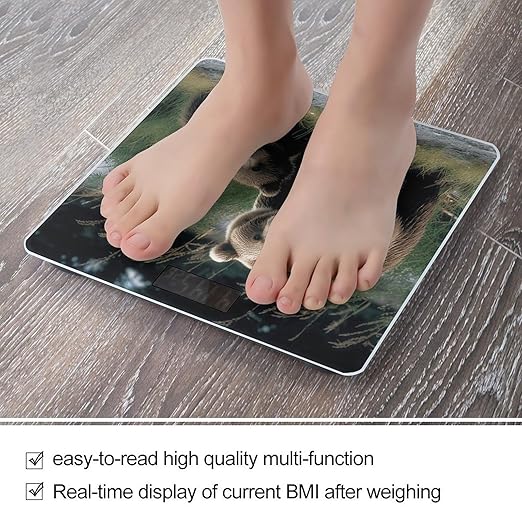 A Mother and A Cub Bears Scale for Body Weight Highly Accurate Digital Bathroom Scale Sturdy Tempered Glass Weighing Scales with LCD Display Fashion Body Fat Smart Scales 400lb