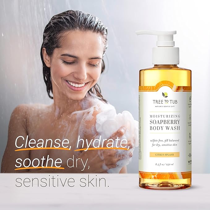 Tree to Tub Botanical Feminine Wash &amp Moisturizing Body Wash Bundle – Gentle Daily Cleansers with Soapberry Rose Water Persimmon Aloe &amp Shea Butter for Delicate Skin and Intimate Care