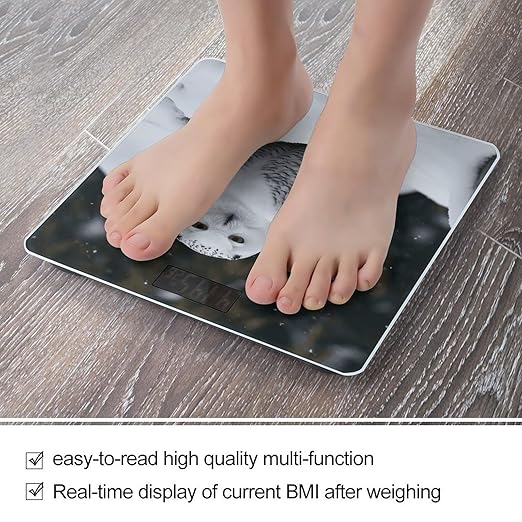 Snow Owl Bathroom Scale Large LCD Backlight Display Digital Scale Rounded Corners Body Scales Automatic Power On/Off Bathroom Scales for Home Bedrooms