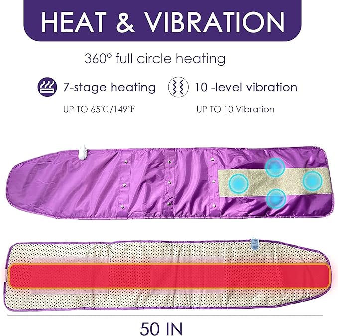 Electric Slimming Back Massager Sauna Belt 10 Vibration Massage Modes 360 ° Whole Circle Heating Machine for Waist and Abdominal Belly 7 heat levelsLower Back Massager for Pain Relief Deep Tissue