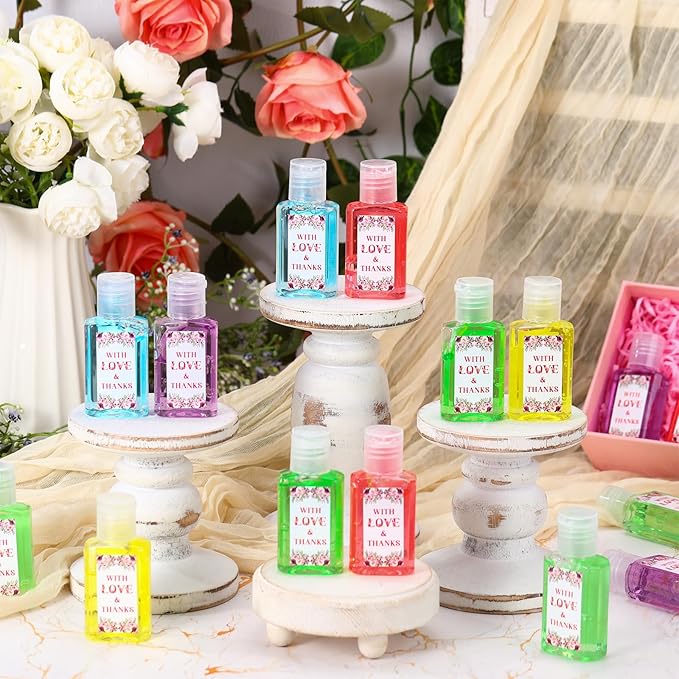 Gejoy 48 Pack Wedding Mini Hand Sanitizer Bulk Bridal Shower Hand Sanitizer for Guests Personalized Travel Size Thank You Gifts for Wedding Bridal Baby Shower Party Favors