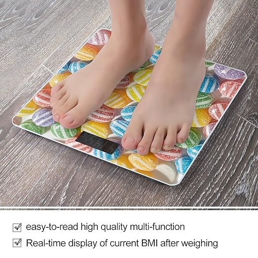Rainbow Candy Scale for Body Weight Digital Bathroom Scale Toughened Glass High Precision Scales for Body Weight with Large LCD Backlight Display Weight Scales
