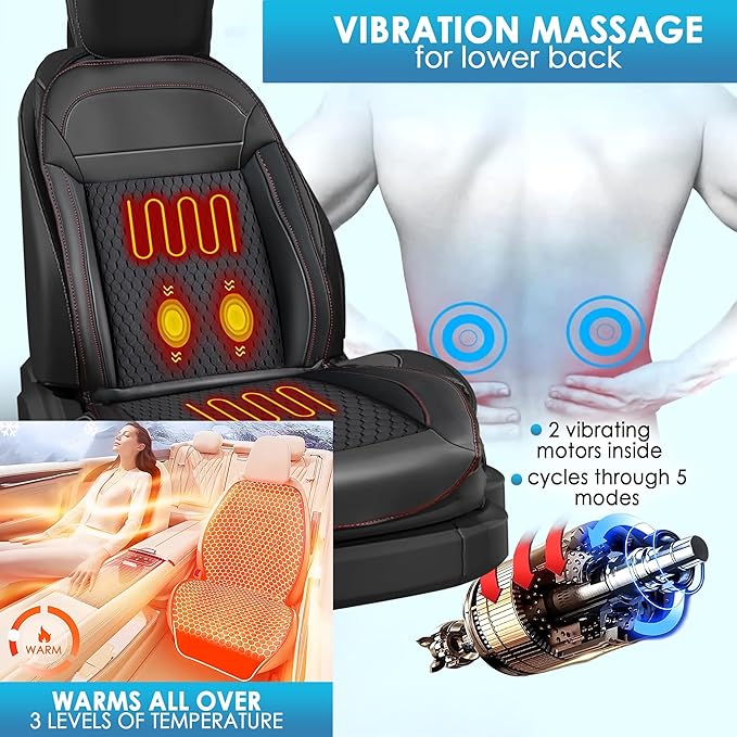 3 in 1 Massage Cushion with Winter Cooling Seat Covers Chair Massager for Full Body 12V Car Seat Covers (WinterSummerMassage-3)
