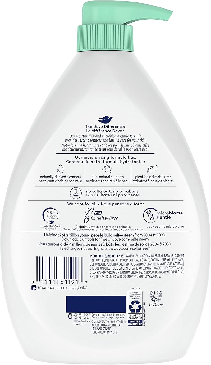 Dove Body Wash with Pump With Skin Natural Nourishers Sensitive Skin For Instantly Soft Skin And Lasting Nourishment 1 l-fragrance-free